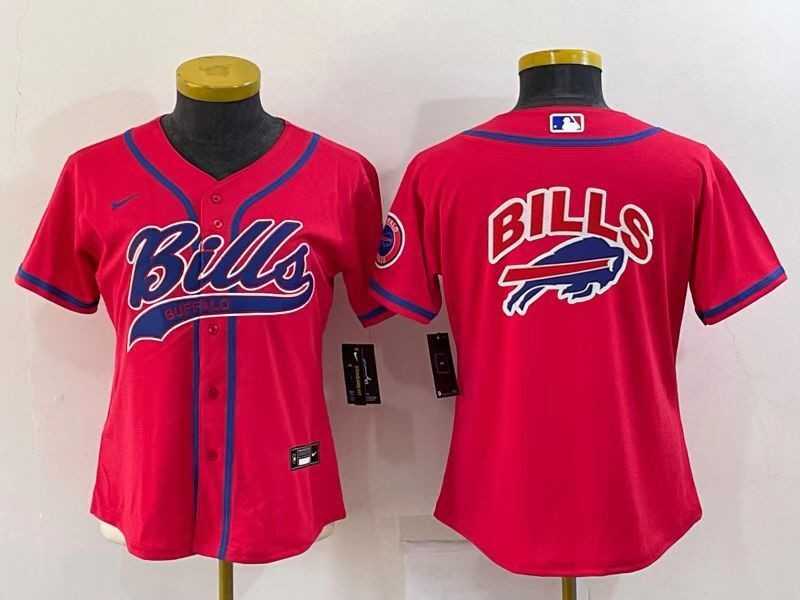Women%27s Buffalo Bills Red Team Big Logo With Patch Cool Base Stitched Baseball Jersey->women nfl jersey->Women Jersey